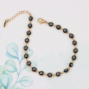 "Evil Eye Rose Gold Bracelet with Adjustable Chain - Elegant Design, XPBL0822